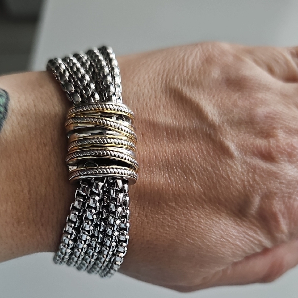 Silver and Gold Tone Chain Bracelet (Magnetic)